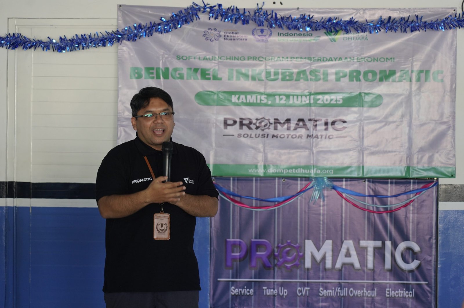 Sambutan Abdurrahman Usman, Direktur Institut Kemandirian dalam launching bengkel inkubasi promatic-program pemberdayaan ekonomi, Bekasi, 12 Juni 2025