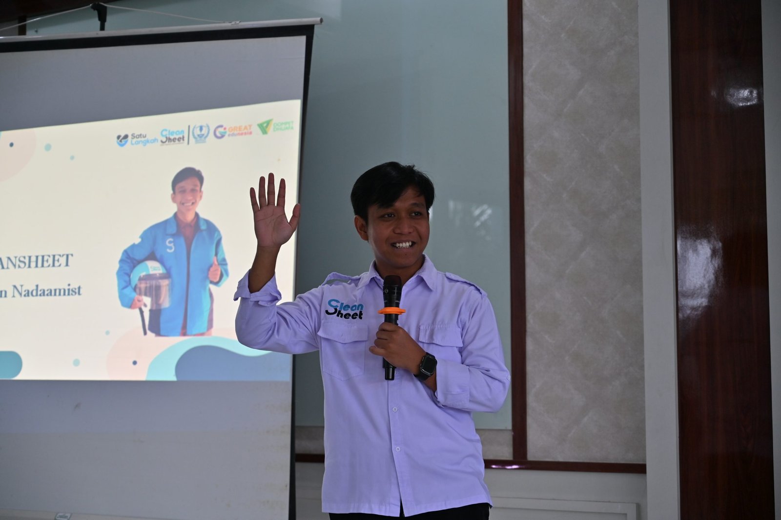 Sambutan Dihqon Nadaamist, CEO Cleansheet dalam pembukaan pelatihan cleaning service, Bogor, 14 Juli 2025