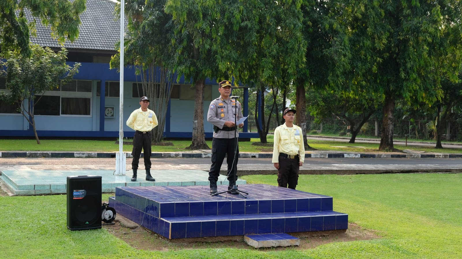 Kegiatan apel pagi yang sekaligus menjadi seremoni simbolis pelatihan security di Lakespra TNI AU, Jakarta, pada 15 September 2025.