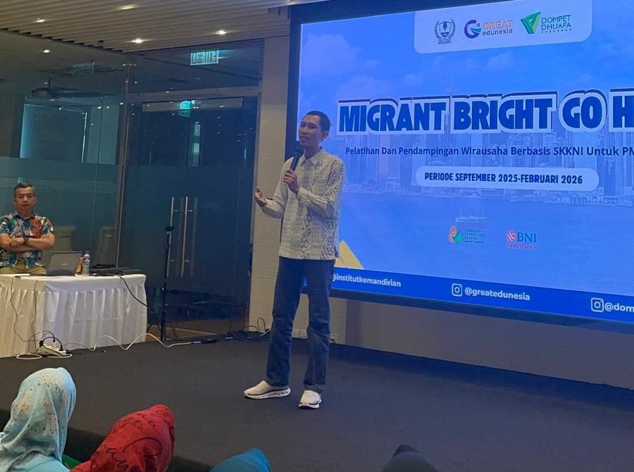 Sambutan M. Imam Baihaqi, Wakil Direktur Institut Kemandirian dalam pembukaan Migrant Bright GoHome , Hong Kong(21/9/2025).