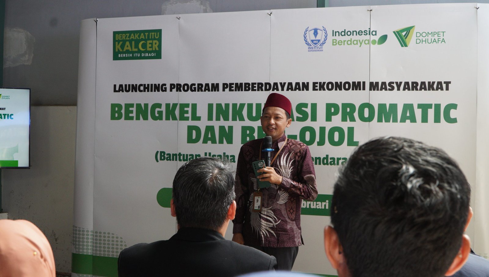 Sambutan Wakil Ketua Pengurus Yayasan Dompet Dhuafa Republika, Herdiansah, dalam launching Bengkel Inkubasi Promatic dan Ber-Ojol, Tangerang, 25 Februari  2026