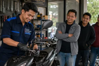 Ilustrasi hal yang membuat dirimu bernilai melalui pengetahuan, keterampilan, dan karakter seorang mekanik.